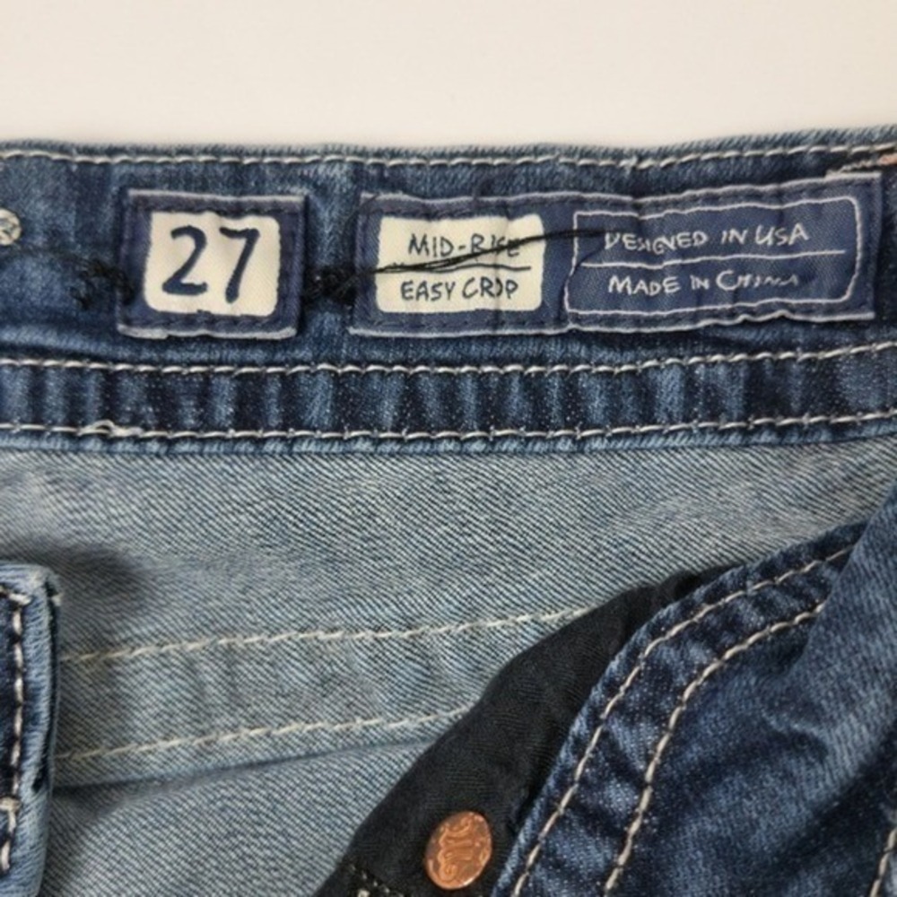 Miss Me Easy Crop Jeans Womens 27 Blue  Mid Rise Southwestern Embellished - Picture 5 of 16
